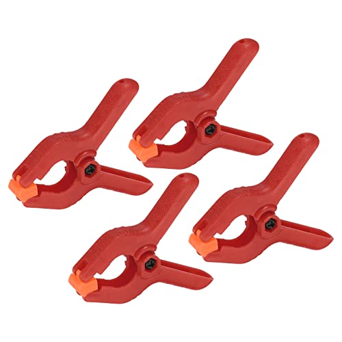 PATIKIL 2 Inch Spring Clamps, 4 Pack Plastic Flexible Anti-slip Strong Backdrop Clamp Clips for Stand DIY Project Photography Studio Craft, Red - color: Red