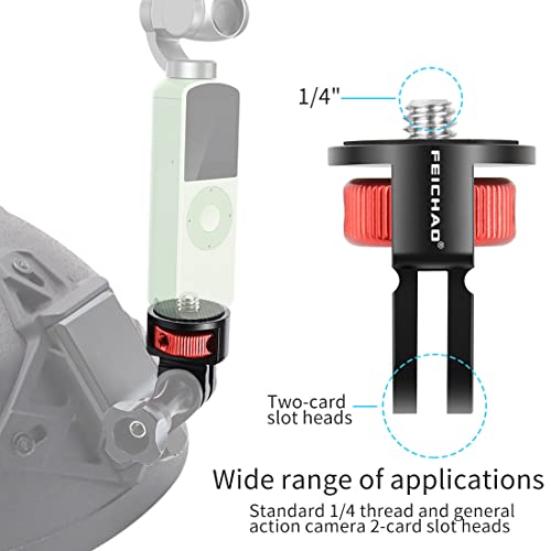 Upgraded Universal Camera Mount Adapter 360 Degree Swivel 1/4" Screw Converter CNC Aluminum Metal Compatible with Gopro Hero 10 9 8 7, Eken, Insta360 One X X2 R Action Camera (Red) - color: Red