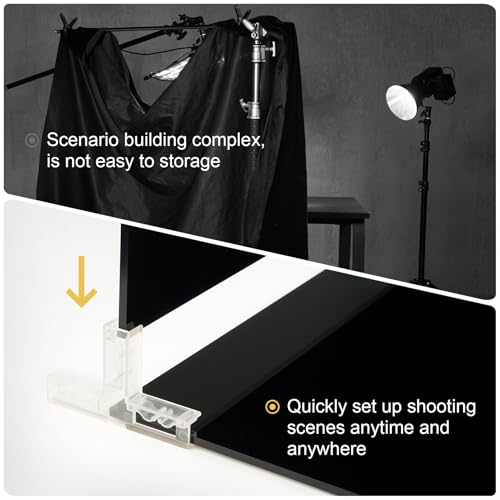 Meking Product Photography Backdrops, Black Double Sided Matte and Reflective Background for Food,Makeup, Jewelry and Other Small Product,2PCS 15.7x11.8in Photo Backdrop Boards with 2PCS Bracket - color: Black