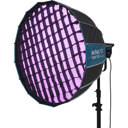 Nanlite SB-RP-90/120 Rapid Parabolic Softbox 90–120 cm for Bowens Mount – Deep Parabolic Modifier with Quick-Setup Rods for LED & Strobe Lights (SB-RP90) - size: SB-RP90