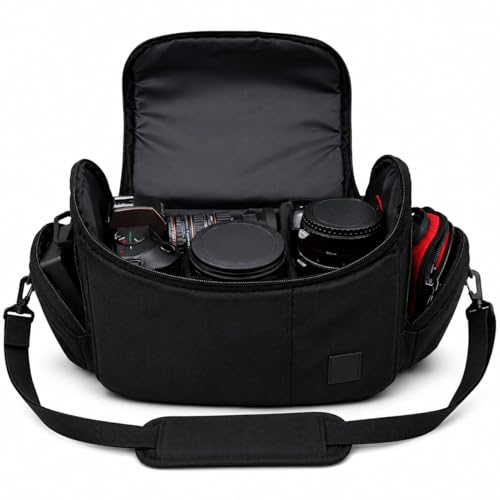 Large Padded Camera Bag with Shoulder Strap – DSLR & Mirrorless Camera Carrying Bag, Lightweight Protective Crossbody Camera Bag - size: Large