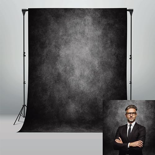 Abstract Black 5x7ft Backdrop Background for Photography Headshot Portraits Photography Backdrops Dark Grey Photo Backdrops for Photography Black Photo Backdrop Cloth - color: Black, size: 5x7ft