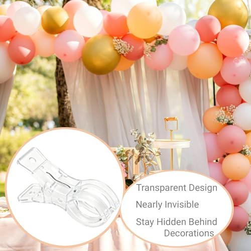20 Pcs Balloon Arch Clips - Clear Strong Grip Clips for Balloon Arch Backdrop, 1.8 Inch Wide Opening, Reusable Balloon Spring Clamps for Arch Stand Garland Wedding Birthday Baby Shower