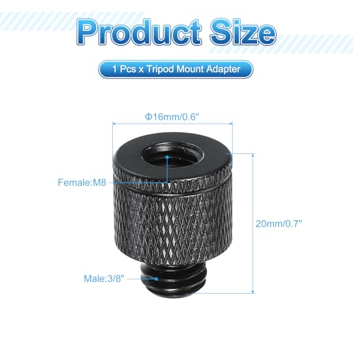 PATIKIL Tripod Screw Adapter M8 Female to 3/8" Male, Tripod Nut Connectors Camera Mount Screw Camera Double Head Converter for Microphone Holder Magic Arms Accessories - size: M8 to 3/8"