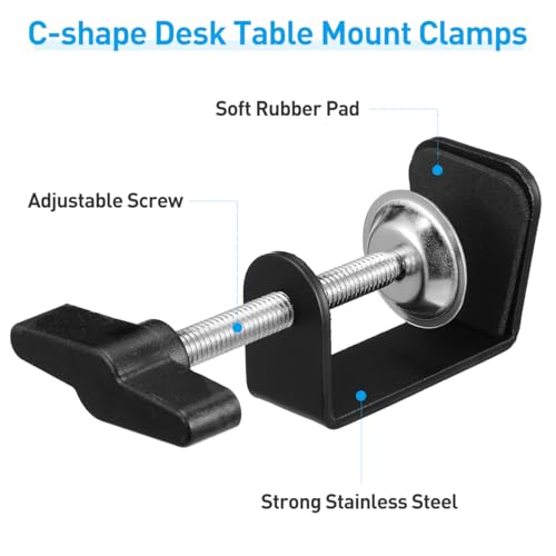 Totority 360-Degree Rotatable Metal Base I-Clip Clamp, Durable Adjustable Desk C-Clamp 3.54x2.17x1.38In for Secure Workholding, Space-Saving Suspension Arm, Stable & Reliable for Home, Office