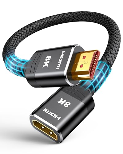 Highwings 8K 4K HDMI Extender - 0.5FT, Ultra High Speed HDMI Adapter Male to Female, Compatible with PS5, Roku Stick, Blu Ray Player, HDTV, Laptop - color: Black, size: 0.5 feet, style: 8k 1pack
