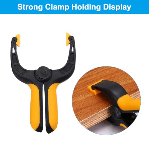 MECCANIXITY 3 Inch Backdrop Spring Clamps, 6 Pack Plastic Flexible Anti-Slip Strong Clips Mini Clamps for Stand DIY Project Photography Studio, Black and Yellow