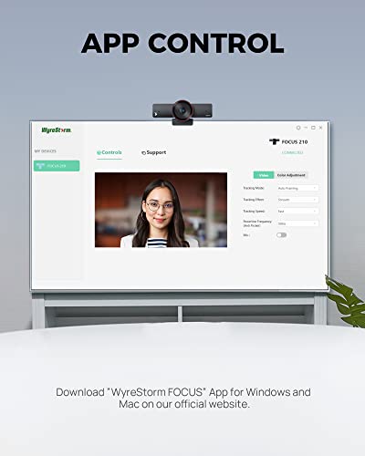 WYRESTORM 4K AI Tracking Conference Webcam, Auto Framing & Presenter Tracking, 120° Wide Angle, Dual Noise Cancelling Mics, Privacy Cover, USB Plug & Play, Zoom Certified for Teams Meeting Rooms - size: 210