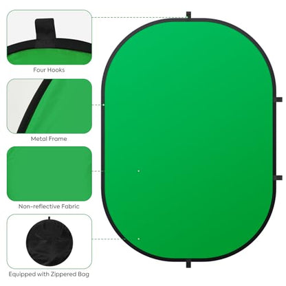 3x5ft/1x1.5M Blue Green Screen Backdrop, Double-Sided Pop Up Photo Backdrop Collapsible Greenscreen Background Muslin Chromakey Screen with Carry Bag for Photo Studio, Streaming, Gaming - color: Green/Blue, size: 3 x 5 ft