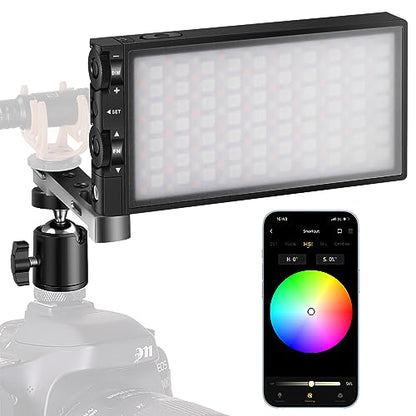Pixel G1s RGB Video Light with APP Control, 12W 210 Minutes Rechargeable Battery LED Camera Light, 10 Common Lighting Effects, CRI≥97 2500-8500K LED Video Light with Aluminum Alloy Body