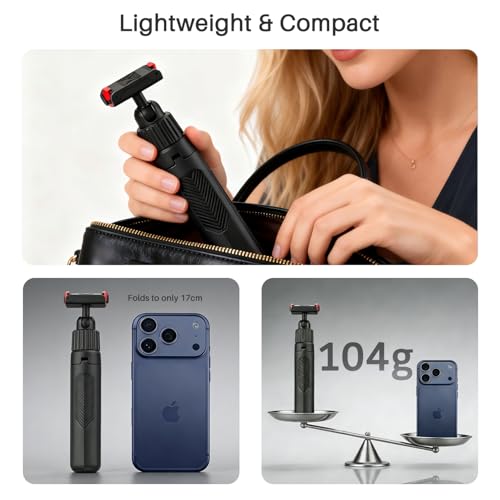 15.7" Extendable Magnetic Selfie Stick Tripod for DJI Osmo Action 5 Pro 4 3 Accessories, Portable Vlog Grip Stand with Dual-Lock Buckle, 360 Rotate Ball Head for Vertical Shooting, Black - size: Action 5 Pro/4/3