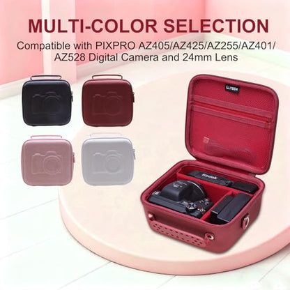 L LTGEM Camera Case Compatible with KODAK PIXPRO AZ405 / AZ528 / AZ425 / AZ255 Digital Camera and Accessories, with 2 Dividers and Shoulder Strap, Black - color: Black