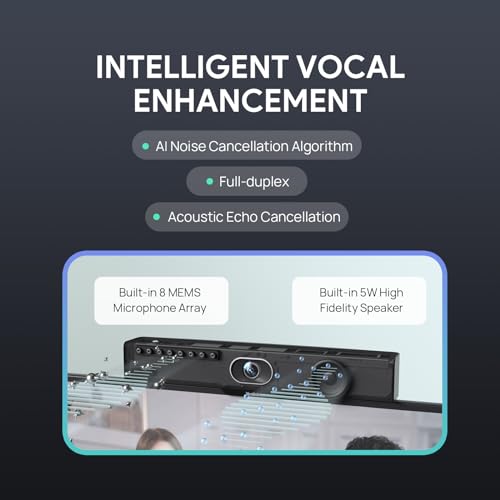 Yealink Video Conference Camera, 4K Webcam, 120 AI Auto Framing, 8 Microphone Arrays & Speaker Tracking, AI Noise Cancellation Teams Certified, Meetingbar A10 All-in-One Conference Room System - style: NO.2 A10-010 (with system)