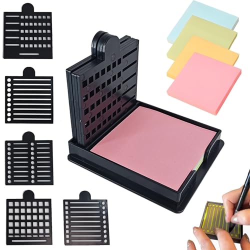 2025 New Sticky Note Stencil, Sticky Note Holder with Five Templates, Suitable for 3x3 Inch Sticky Notes, Perfect for to-Do Lists, Home, Office, Reusable Sticky Notes Dispenser (Black 5 Templates) - color: Black 5 Templates