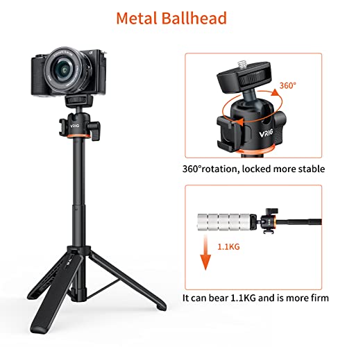 VRIG 21.6" Extension Pole Tripod for DJI Osmo Pocket 4/3,Insta360 Luna Ultra, Mini Selfie Stick Tripod Stand Handle Grip for Insta360 X5,Xtra Muse Webcam Canon G7X Mark III Sony Cameras Vlogging - color: A0031