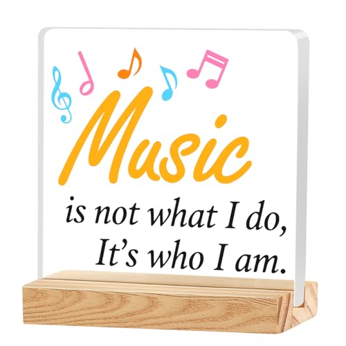 Music Lover Shelf Decor, Music Acrylic Sign | Music Sign, Music Room Accent, Desk Shelf Decor, Acrylic Sign - color: Music2