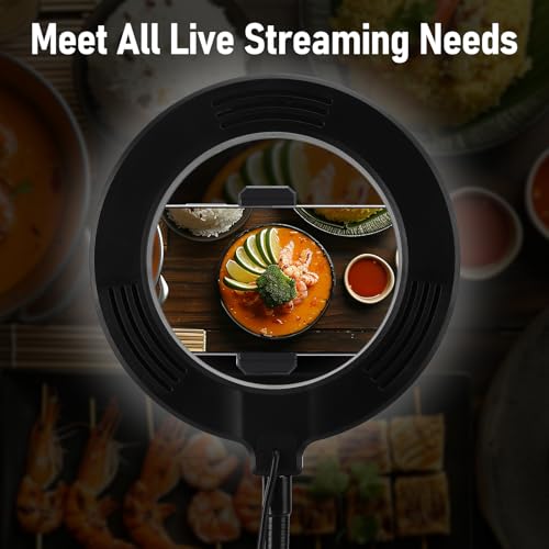 Overhead Camera Mount with 6‘’ Ring Light, Desk Tripod, Flexible 360° Adjustable Articulating Phone Arm Stand Compatible for, Video Recording, TikTok, Live Stream