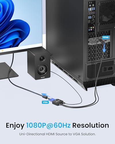 VENTION HDMI to VGA Adapter 0.5FT, Uni-Directional HDMI(Source) to VGA(Display) Converter (Male to Female) 1080P@60Hz with 3.5mm Audio and Micro USB Cable for PC/Projector/Monitor - color: 0.5 FT-152MM