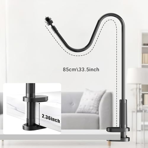 Flexible Webcam Stand Mount for Desk, Gooseneck Webcam Tripod with Clamp, Desktop Phone Holder & Table Top Tripod Compatible with Action Camera Gopro C922 C930e C920S C920 C615 C960 C920x Brio