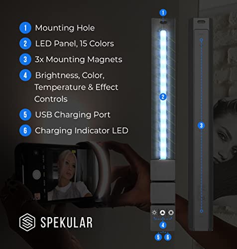 Spekular LED Light Wrap, Magnetic Portable LED Light Wand with 15 RGB Colors & 5 Effects | for Photography, Videography, Vlogging, Content Creation | KYU-6 RGB - color: RGB