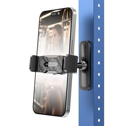 APPS2Car Magnetic Phone Holder for Gym, Alloy Base and Joint for Strong Hold, 360° Adjustable, Compatible with 4.7-6.5 Inch iPhone & Android Phones, Gym Accessories Gift for Men Women - size: Black - 1 Pack