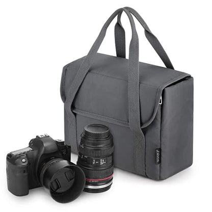 S-ZONE Waterproof Shockproof Foldable Camera Insert Bag Lens Cases Canon Nikon | Raindrop Proof, Fits in a Backpack, Suitable for DSLR/SLR Camera - color: Grey with Handle, size: Medium