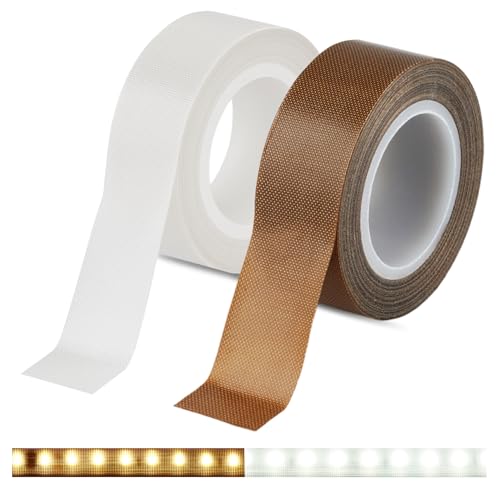 Meking LED Strip Diffuser Tape 2 PCS 0.78 in x 32.8 ft Light Diffuser Tape for Soften Light, White&Brown - color: White&Brown