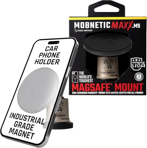 Mob Armor MobNetic Maxx MS - MagSafe Compatible Car Phone Mount w/ 90º Tilt, 360º Rotation & Durable Aluminum Build, Magnetic Holder for iPhone & Android Devices, USA Assembled - Gun Metal - color: Gun Metal