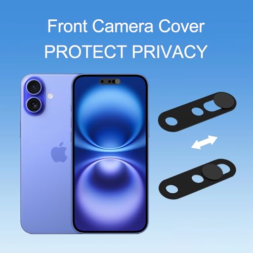 Front Camera Cover,Camera Cover Compatible with iPhone17/17Air/17Pro/17ProMax/16Pro Max/16Pro /16Plus/16/15Pro Max/15Pro/15Plus/15/14Pro/14Pro Max,Camera Protector Protect Privacy and Security (Black) - color: Black