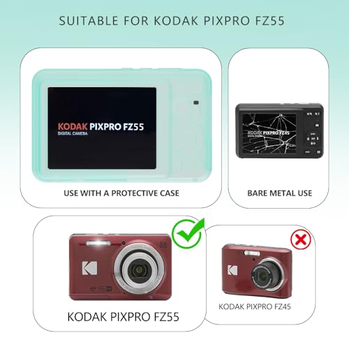 Case for Kodak PIXPRO FZ55,FZ55 Accessories,Soft Silicone Protective Case,Comes with 2 Screen Protectors and 1 Wrist Strap - Luminous Green - color: Luminous green