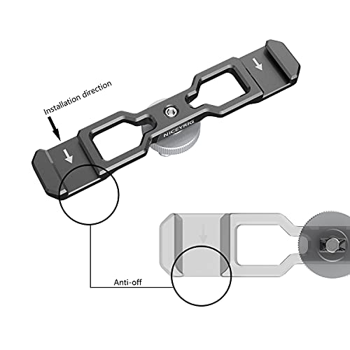 NICEYRIG Dual Cold Shoe Mount Flash LED Light Microphone Vlog Vlogging Extension Bracket with Shoe Mount 1/4 Thread Applicable for DSLR Camera Mini Tripod Monopod - 432