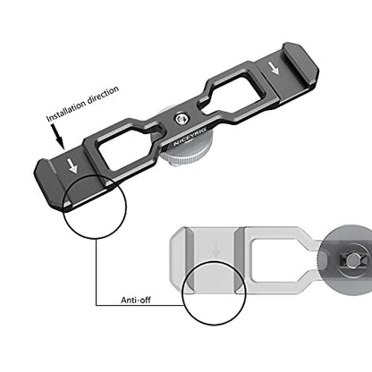 NICEYRIG Dual Cold Shoe Mount Flash LED Light Microphone Vlog Vlogging Extension Bracket with Shoe Mount 1/4 Thread Applicable for DSLR Camera Mini Tripod Monopod - 432