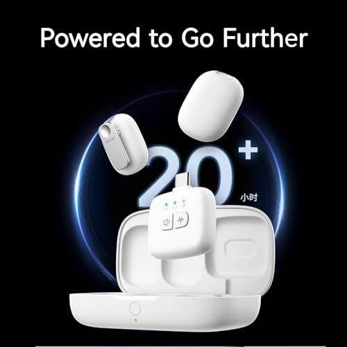 ULANZI A30 Tiny Mic Magnetic (White), Wireless Lavalier Microphone Mini Size, Noise Cancellation, 164 ft Range, 20H Battery Life, Lapel Microphone for Video Recording, DSLR, iPhones, Android, PC