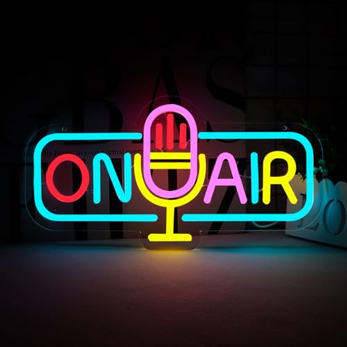 ON AIR Neon Light Recording Neon Signs Wall Decor for Podcast Setup,Broadcasting Room,Radio Station,Home Studio, Gift Art for Friends,Podcaster 16.14 x 8.35 IN-USB Powered-Acryli - color: Multicolor:On Air
