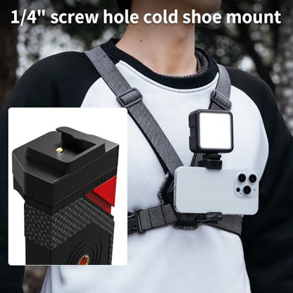 Phone Chest Mount Harness Strap Cell Phone Holder Mount for Video Recording Bike/Kayak/Fishing/Skateboard POV/VLOG for iPhone 17/16/15/14/13 Pro Max, Samsung and More