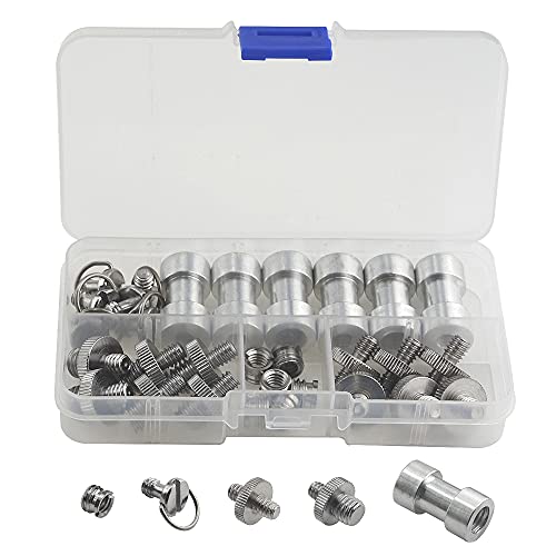 30Pack Camera Screw Set 1/4 Inch and 3/8 Inch Threaded Screws Adapter Hot Shoe Adapter Mount Set for Camera/Tripod/Mono-pod/Light Stand - style: Adapter-30P