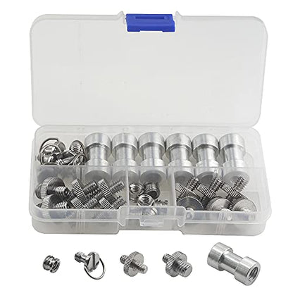 30Pack Camera Screw Set 1/4 Inch and 3/8 Inch Threaded Screws Adapter Hot Shoe Adapter Mount Set for Camera/Tripod/Mono-pod/Light Stand - style: Adapter-30P