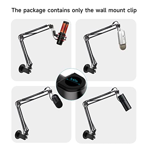 YOUSHARES Wall Mount Boom Arm - Microphone Holder for Stand, Vertical Surface Mount and Freely Swiveling Metal Clip Suitable for Saving Desk Space, Mic Stand Accessories - color: Wall Mount Stand