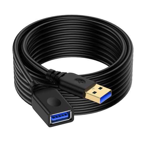 10FT USB Extension Cable,USB 3.0 Extender USB-A Extension Cord Type A Male to Female Fast Data Transfer for PC,Keyboard,Mouse,Flash Drive,Webcam,Computer,Hard Drive,Printer,Headset,USB Hubs,Camera - color: Black