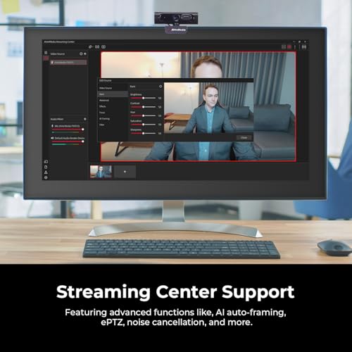AVerMedia PW315 TAA/NDAA Compliant 1080p 60fps Webcam – Wide-Angle USB Camera with Dual Mics & AI Auto Framing, Fixed Focus HD Webcam for PC/Mac, Zoom, Teams, Google Meet, Streaming, Content Creation - style: PW315 - 1080p60 fixed focus