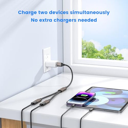 MOGOOD USB 3.0 Splitter 1 in 2 Out, 5Gbps Y Cable, Aluminum Shell & Braided Nylon, Durable USB Port Expander Hub for Laptop, Mac, PC, TV, PS5, Printer – Not for CarPlay/Android Auto - size: 1pack
