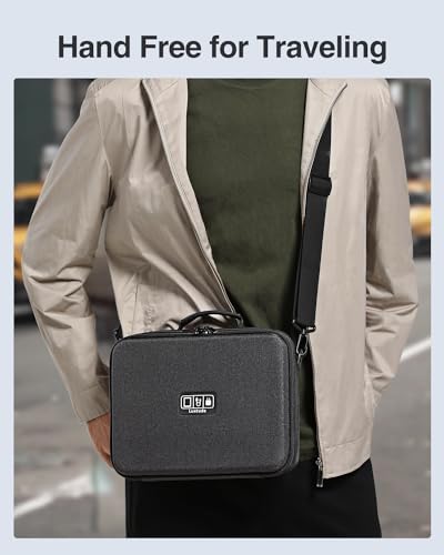 Luxtude Electronic Organizer Travel Case Large, Hard Case for Electronics with Shoulder Strap, Fits for iPad (Up to 11’’), Tech Gifts - color: Black-Large