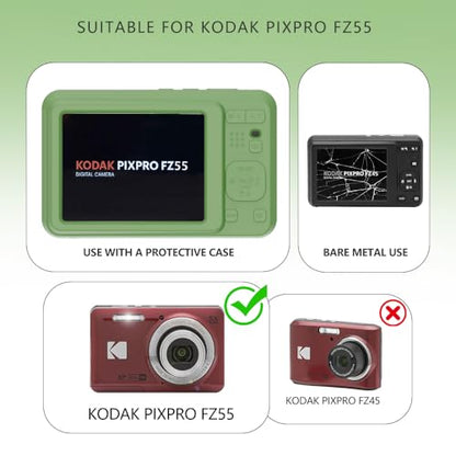 Case for Kodak PIXPRO FZ55,FZ55 accessories,Soft Silicone Protective Case,Comes with 2 Screen Protectors and 1 Wrist Strap - Matcha green - color: Matcha green