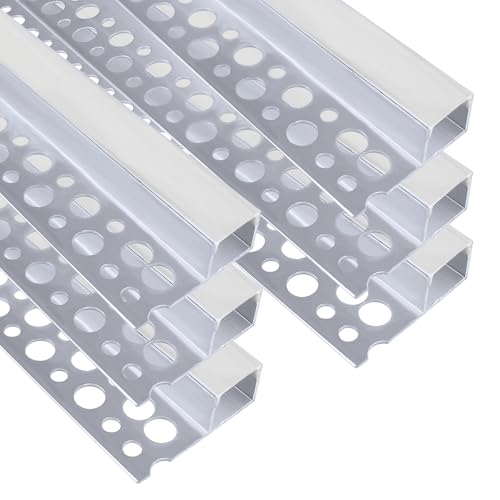 inShareplus Plaster-in LED Channel, 3.3ft/1M 6Pack LED Aluminium Channel with Milky Diffuser, Trimless Recessed Single-Sided Aluminum Profile LED Strip Diffuser for Under Cabinet and Corners of Wall - size: single-edge-6-pack (recessed)
