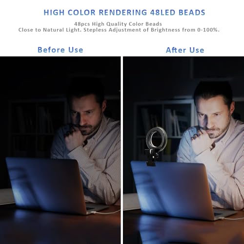 Cyezcor Video Conference Lighting Kit， Clip on Light Reading Lights， Ring Light, 360 ° Flexible Gooseneck Bed Night Light ，Computer Laptop Video Conferencing - size: 6 Inch