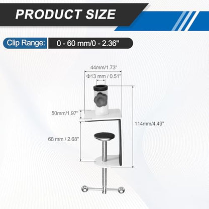 HARFINGTON Metal Table Clamp Mount 2.7" Hole Dia Clamp for Desk Lamp Mount Stand Universal Cantilever Bracket with Adjustable Screw Plastic Handle for Microphone Arm Lamp Stand, White - size: 2.7", style: Plastic Handle