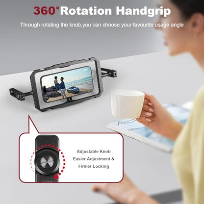 Magnetic Phone Cage with Handle,Smartphone Cage Kit with 360° Rotation Handgrip and Magnetic Sticker for Photography,Compatible with iPhone 17/16/15/14/13 Series and Andriod Phones (Black) - color: Black
