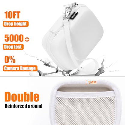 Cwatcun Digital Camera Case, Small Carrying Camera Pouch for AbergBest 2.7" LCD Kodak Pixpro/Canon PowerShot ELPH 180/190 / DSCW830 Travel Cameras, Waterproof Shockproof Case - Blacka WHITE - color: White