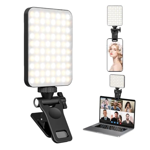 XINBAOHONG Rechargeable Selfie Light, Clip Fill Light for Phone Laptop Tablet Portable Light for Video Conference Live Streaming Zoom Call Makeup Picture (Black) - color: Black