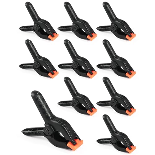 RELBRO Spring Clamps, 3.5 Inch Small Plastic Clips for Balloon Arch Backdrop Craft Decoration, Heavy Duty, Black, 10 Pcs - size: 3.5 Inch